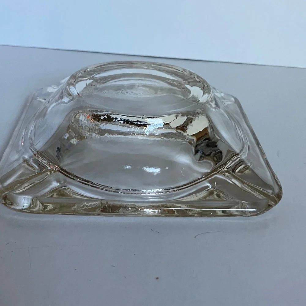 Vintage Clear‎ Glass Ashtray 5”